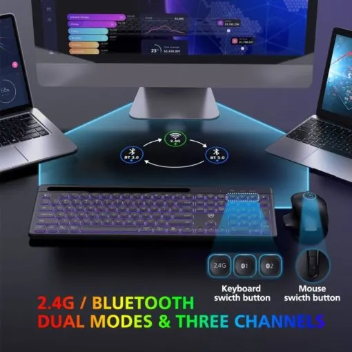 Micropack (AKM-240W-BK) For A Great Rechargeable RGB Light Wireless Keyboard and Mouse Combo - Image 2