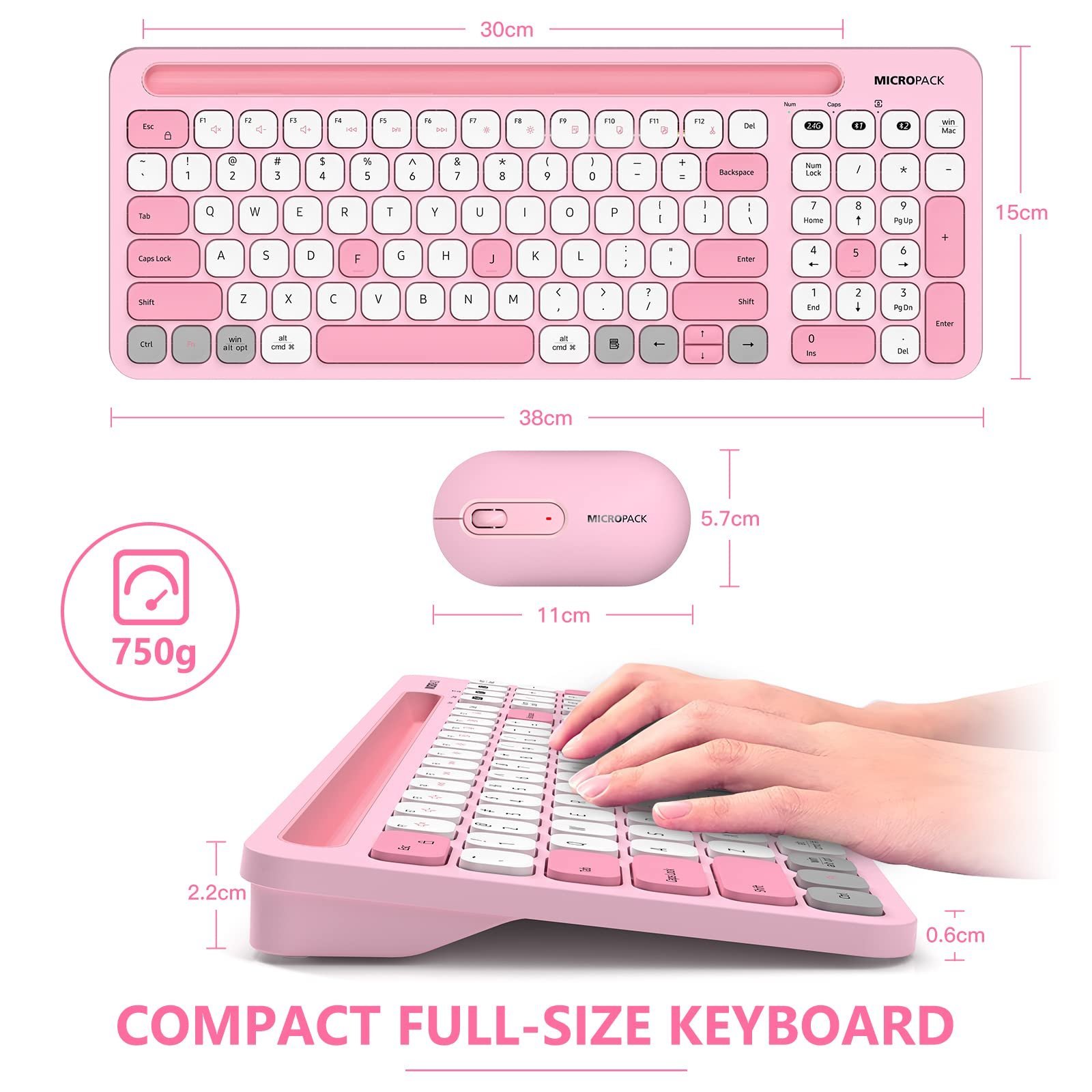 Micropack (K-238W-PK) For A Remarkable 2.4G/BLUETOOTH THREE MODES KEYBOARD - Image 3