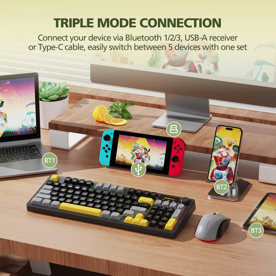 Micropack (KM-270W-EN-BK) For A Impressive 3 Modes Rechareable Wireless Keyboard and Mouse Combo - Image 3