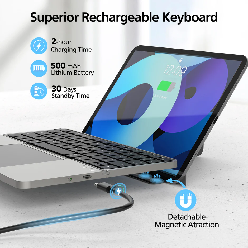 Micropack (K-F01) For Strong Bluetooth Rechargeable Wireless Foldable Keyboard - Image 3