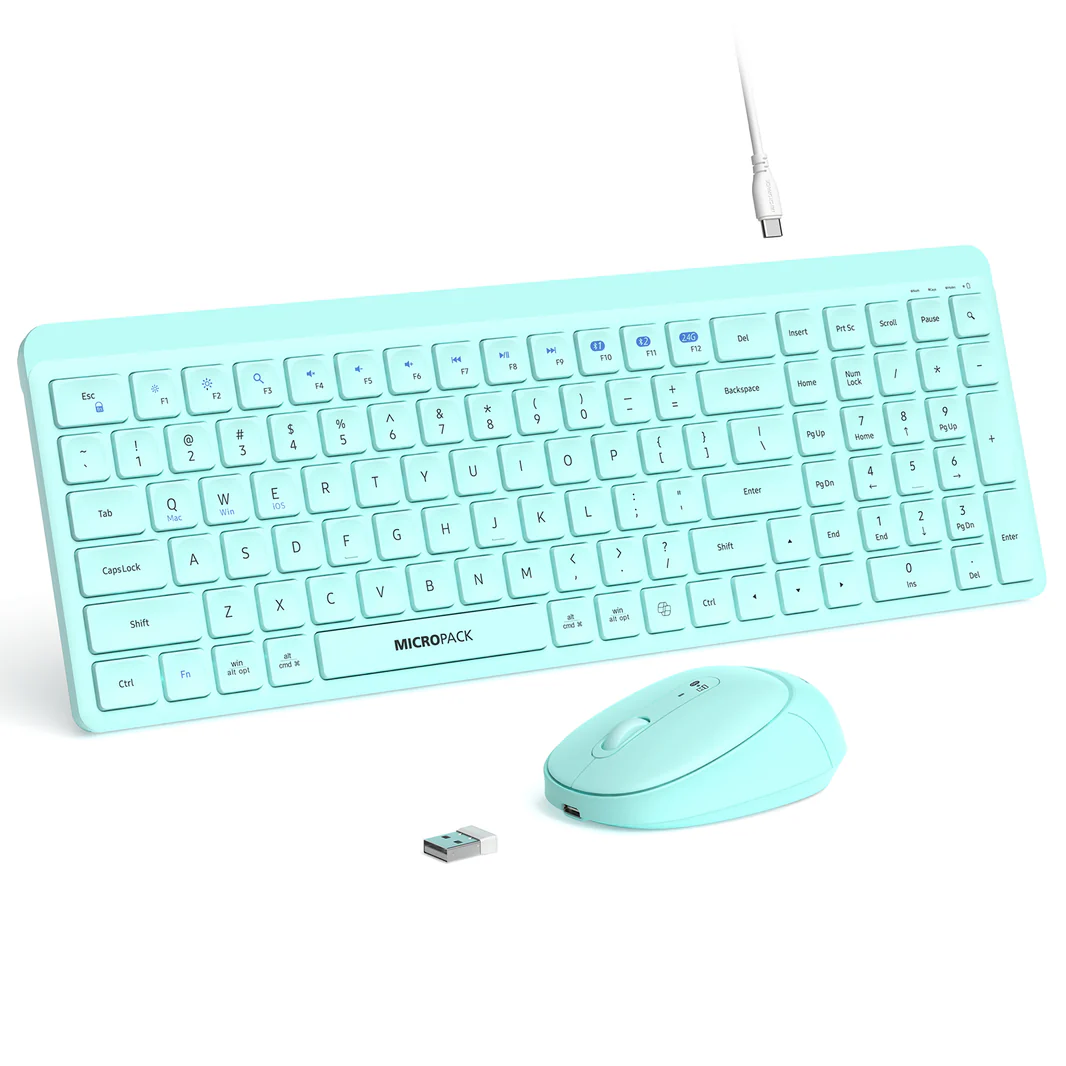 Micropack (KM-268W-EN-GN) For A Fulfilled 2.4G+Bluetooth Wirelesss Keyboard and Mouse Combo