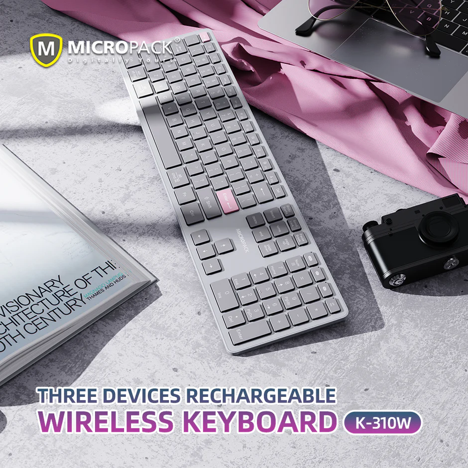 Micropack (K-310W) 2.4G+ For A Outstanding Bluetooth Rechargeable Wireless Keyboard - Image 2