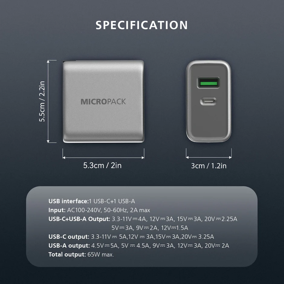 Micropack (MWC-265PD-ES) Wall Charger For Great 65W GaN - Image 2