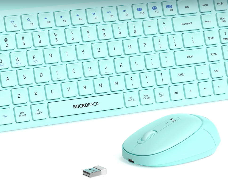 Micropack (KM-268W-EN-GN) For A Fulfilled 2.4G+Bluetooth Wirelesss Keyboard and Mouse Combo - Image 3