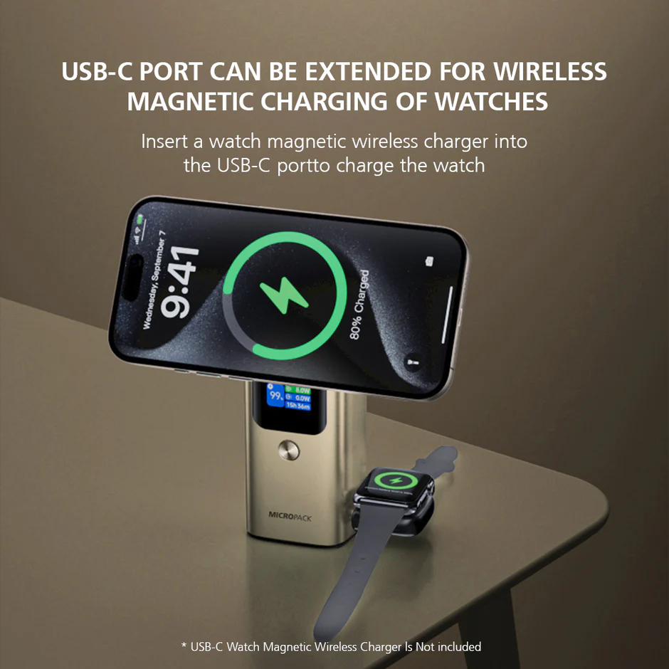 Micropack (WPB-2100) For A Quality 4 IN 1 PD Fast Charging Magnetic Wireless Power Bank - Image 3