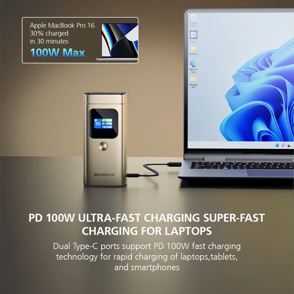 Micropack (WPB-2100) For A Quality 4 IN 1 PD Fast Charging Magnetic Wireless Power Bank - Image 4