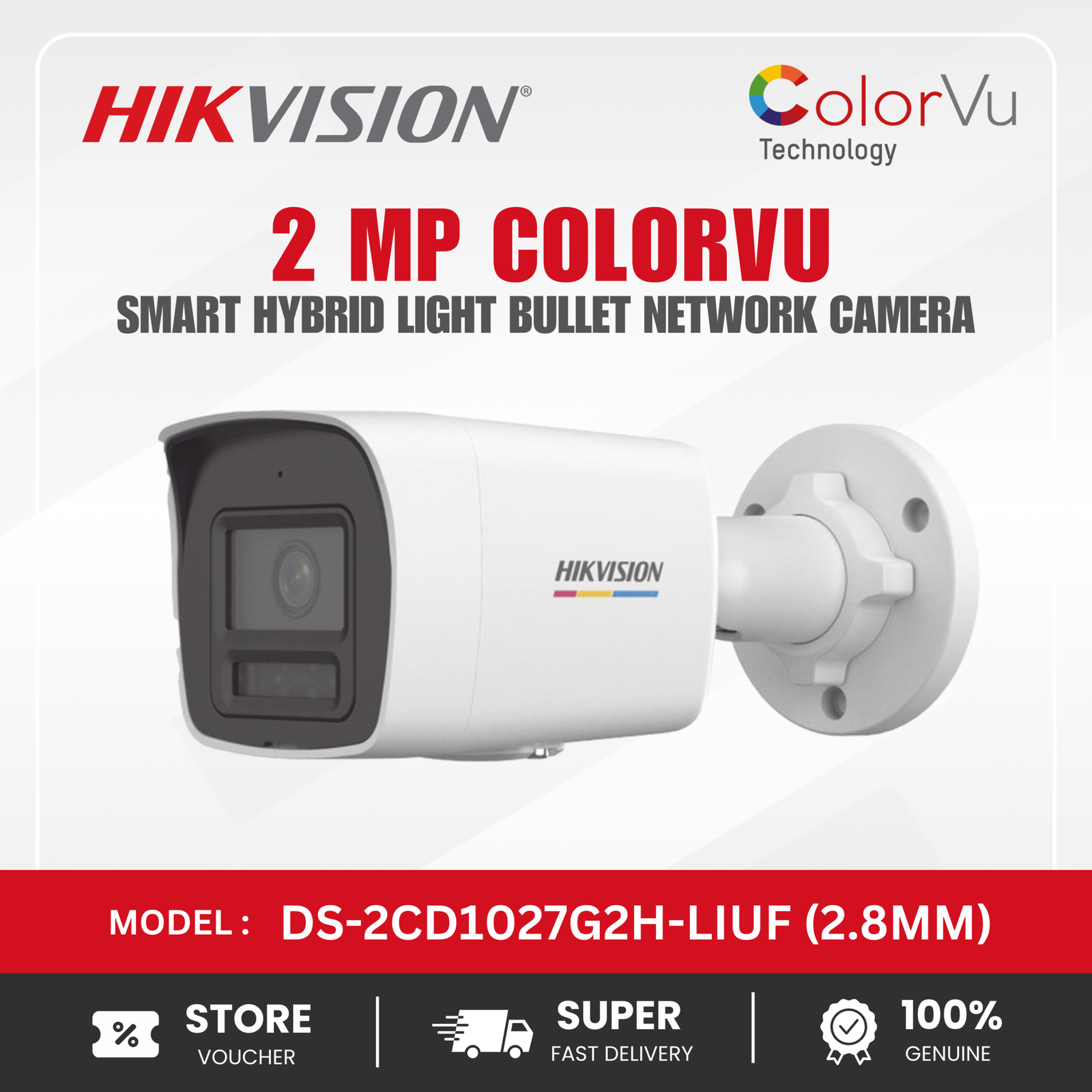 Hikvision (DS-2CD1027G2H-LIUF) (2.8mm) for Better 2MP ColorVu Bullet Camera with Smart Hybrid Light - Image 2