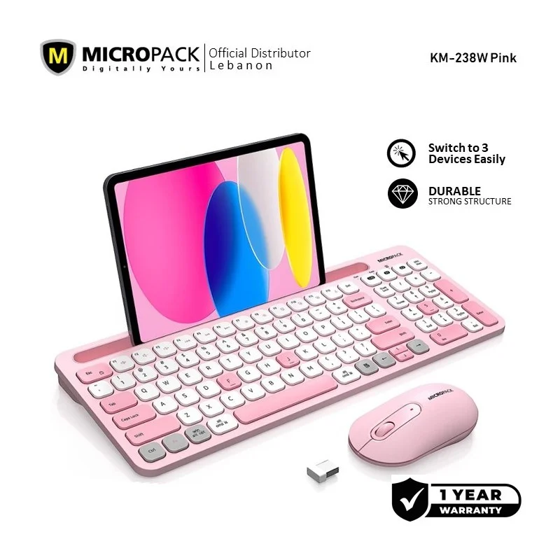 Micropack (KM-238W) For intelligent A 2.4G+Bluetooth Wireless Keyboard and Mouse Combo