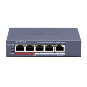 Hikvision (DS-3E0105P-E/M) (C) 4-Port PoE Switch 45W 100Mbps Unmanaged Long Range 300m