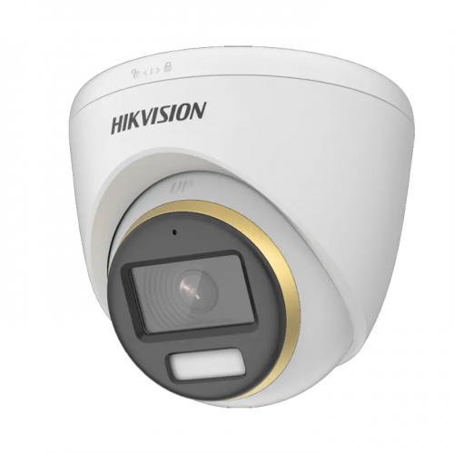 Hikvision (DS-2CE70DF3T-LMFS 2.8mm) 2MP ColorVu Smart Hybrid Light Fixed Turret Camera 20m IR White Light Audio IP67
