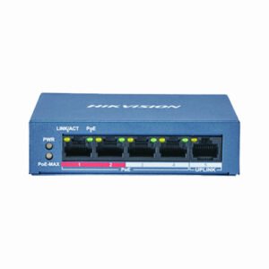 Hikvision DS-3E0105P-E(B) 4 Port 10/100Mbps Unmanaged PoE Switch 60W Long Range 300m 6kV Surge Protection