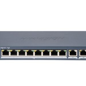 Hikvision (DS-3E1310P-EI B) 8 Port Fast Ethernet Smart PoE Switch 110W 2 Gigabit RJ45 300m Long Range