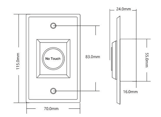 Hikvision (DS-K7P07) Touchless Exit Button IR Sensor LED 12-24VDC NO/NC/COM Stainless Steel - Image 3